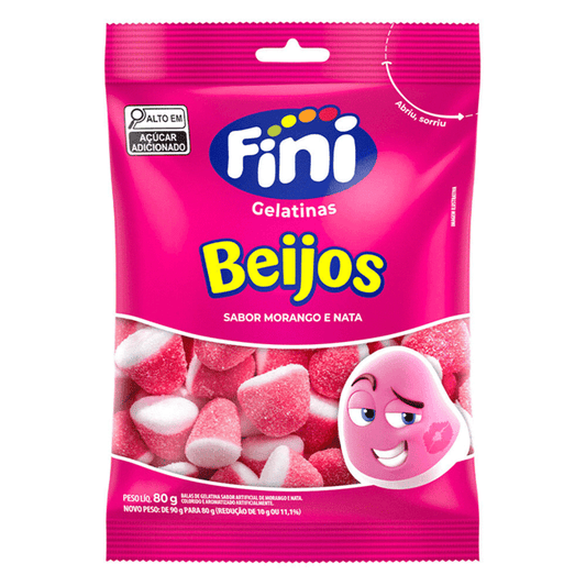 Bala de Gelatina Beijos de Morango 80g