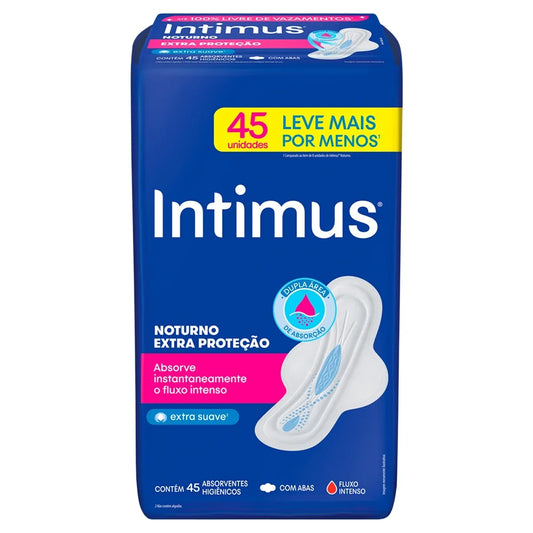 Absorvente Intimus Norturno Extra Proteção Extra Suave com Abas 45 Unidades