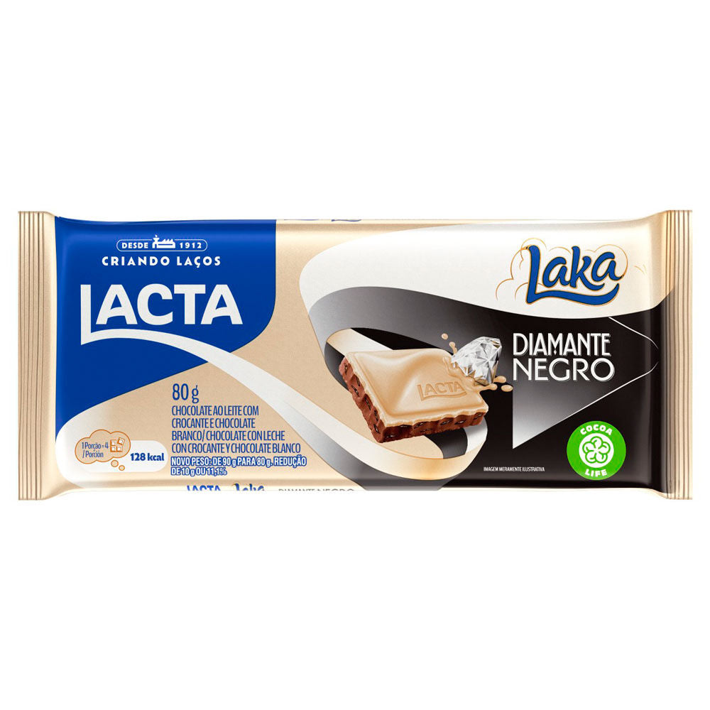 Chocolate Lacta Diamante Negro & Laka 80g
