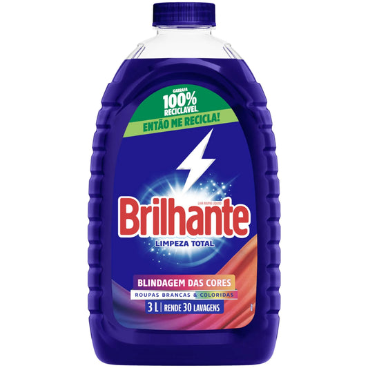 Lava Roupas Brilhante Líquido Limpeza Total 3L
