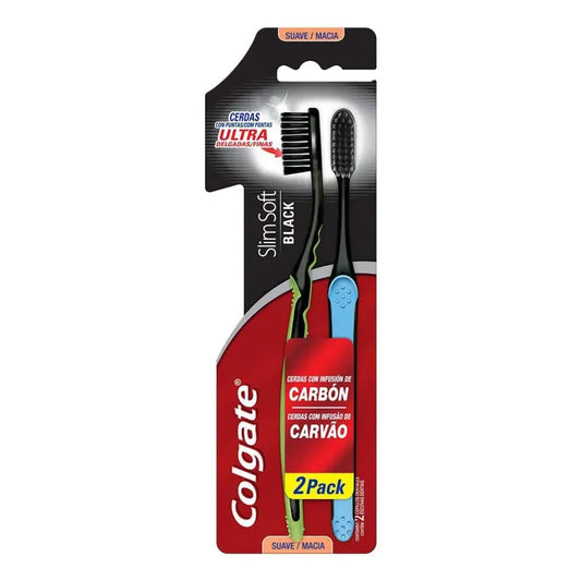 Escova de Dente Colgate Slim Soft Black 2 Unidades