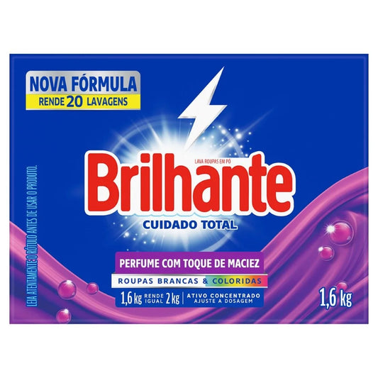 Sabão em Pó Brilhante Cuidado Total Caixa 1,6kg