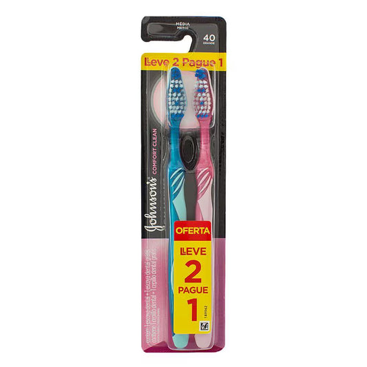 Escova Dental Johnson's Confort Clean Reach Média 40 Leve 2 Pague 1