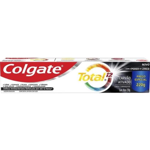 Creme Dental Colgate Total 12 Carvão Ativado 220g