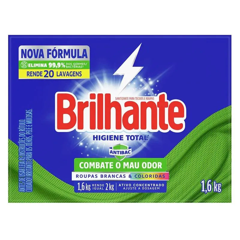 Lava Roupas Em Pó Brilhante Higiene Total 1,6kg