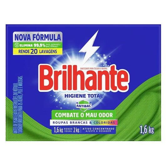 Lava Roupas Em Pó Brilhante Higiene Total 1,6kg