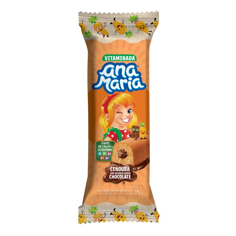 Bolinho Ana Maria Cenoura com Recheio de Chocolate 35g