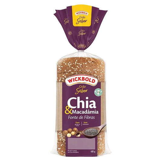 Pão de forma sabor chia e macadâmia Wickbold 400g