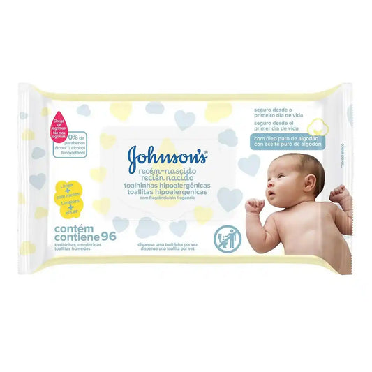 Lenço Johnson's Baby Recém Nascido 96 Unidades