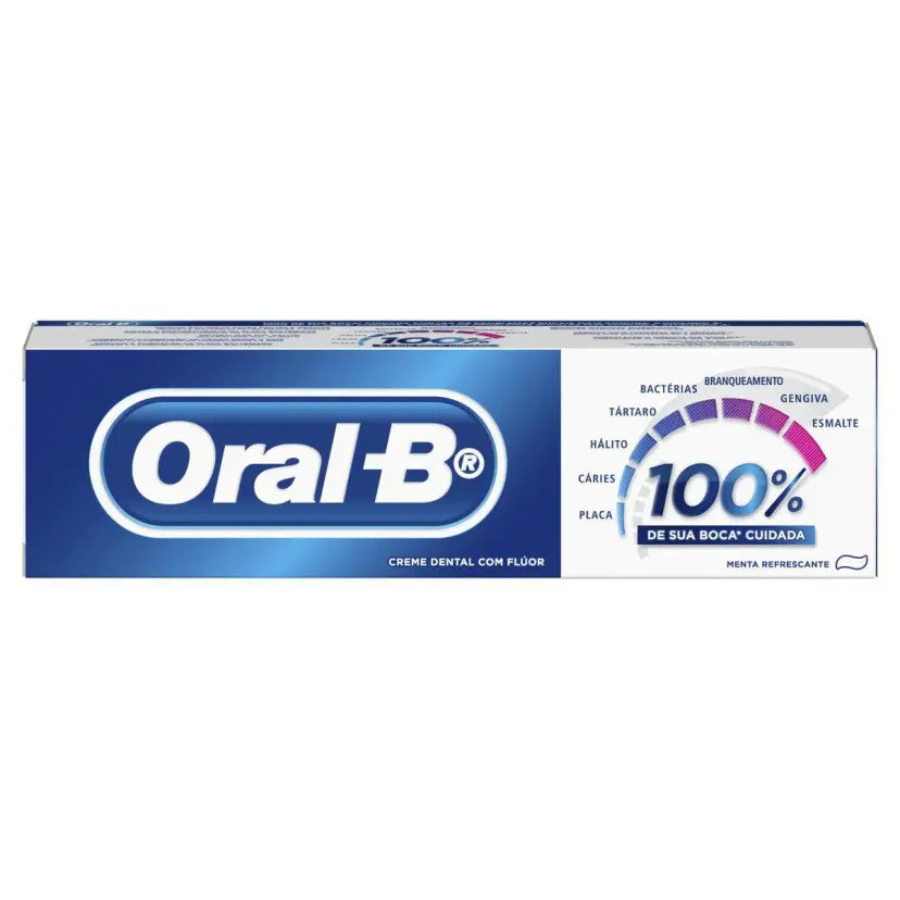 Creme Dental Oral-B 100% de Sua Boca Cuidada Menta 70g