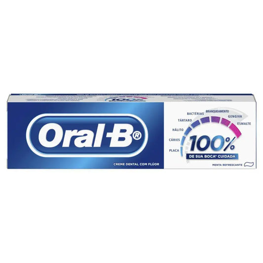 Creme Dental Oral-B 100% de Sua Boca Cuidada Menta 70g
