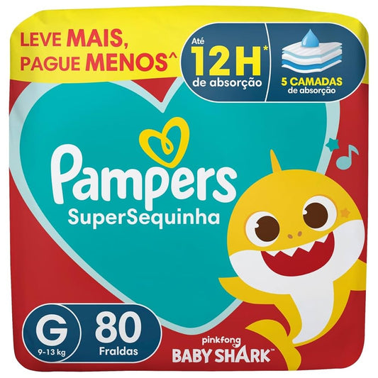 Fralda descartável Pampers Supersequinha Tamanho G 80 Unidades