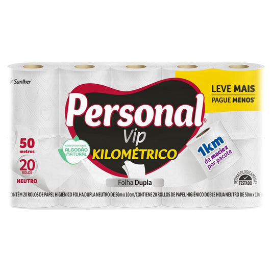 Papel Higiênico Folha Dupla 50m Personal 20 Unidades