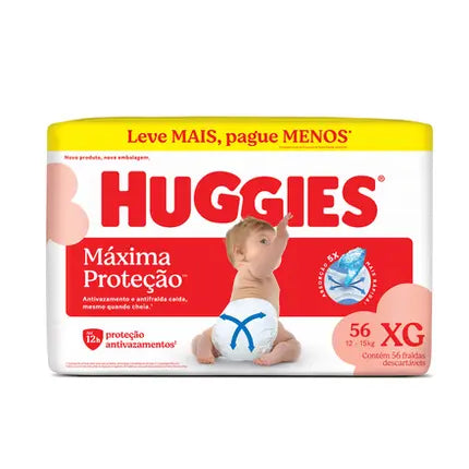 Fralda Huggies Supreme Care Hiper Tamanho XG Com 56 Unidades