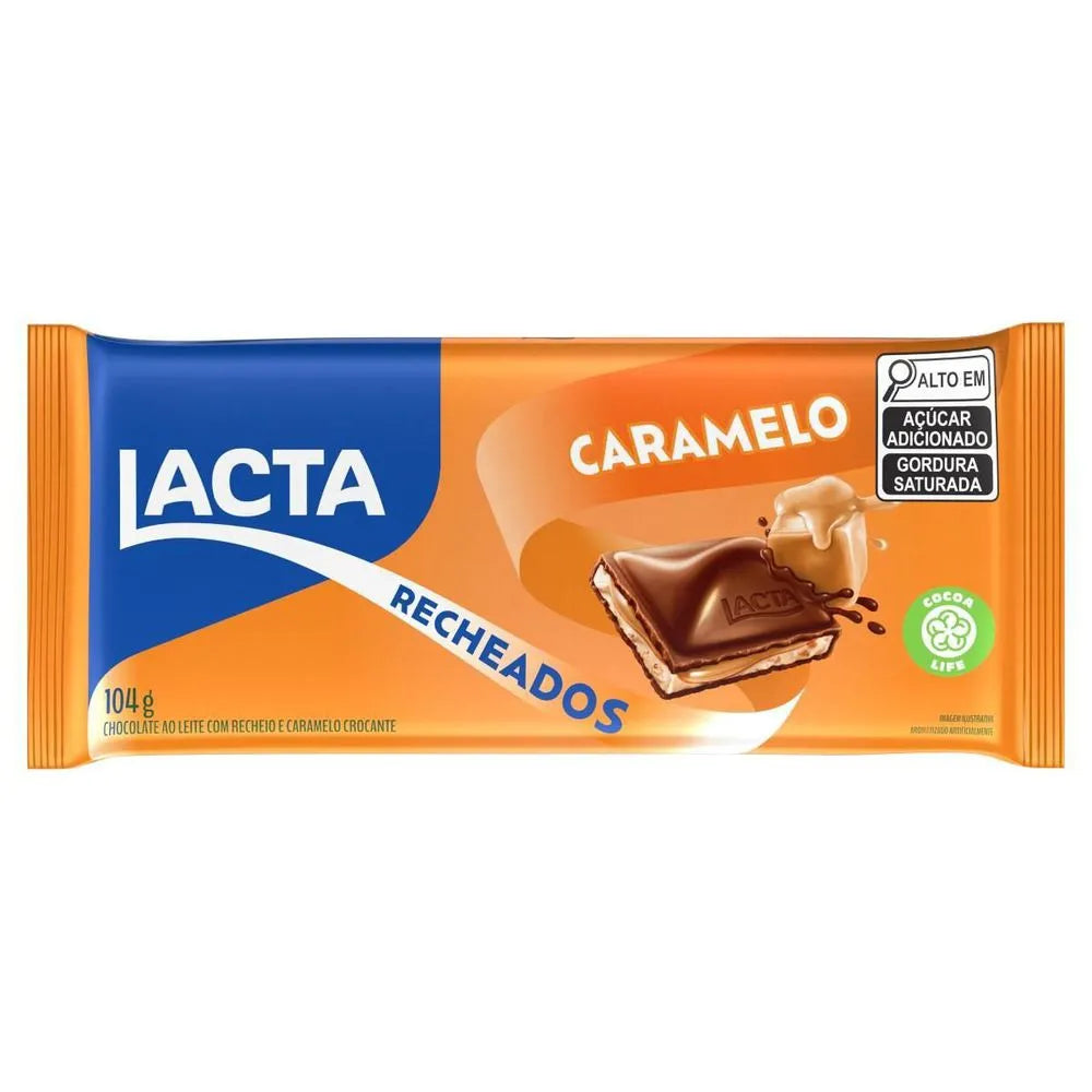 Chocolate Lacta Recheado Caramelo Ao Leite 104g