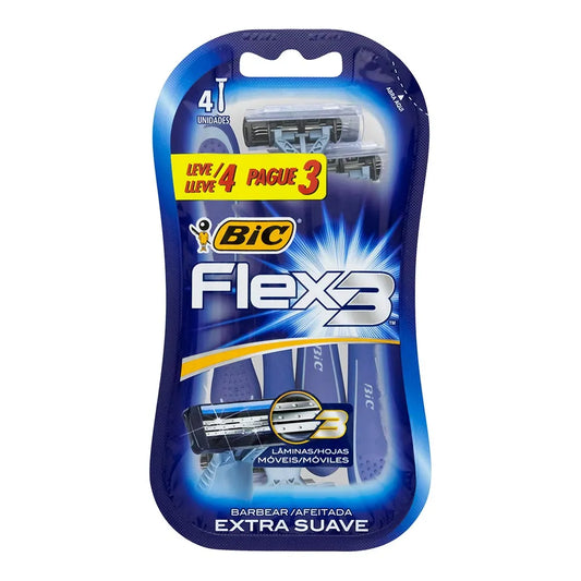 Aparelho Para Barbear Bic Flex3 Extra Suave 4 Unidades
