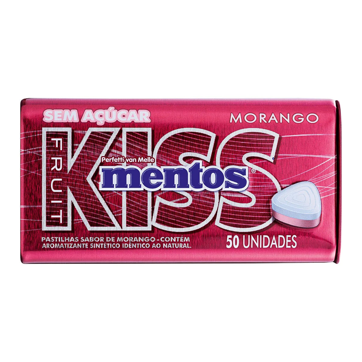 Pastilha sabor Morango Mentos Kiss 35g