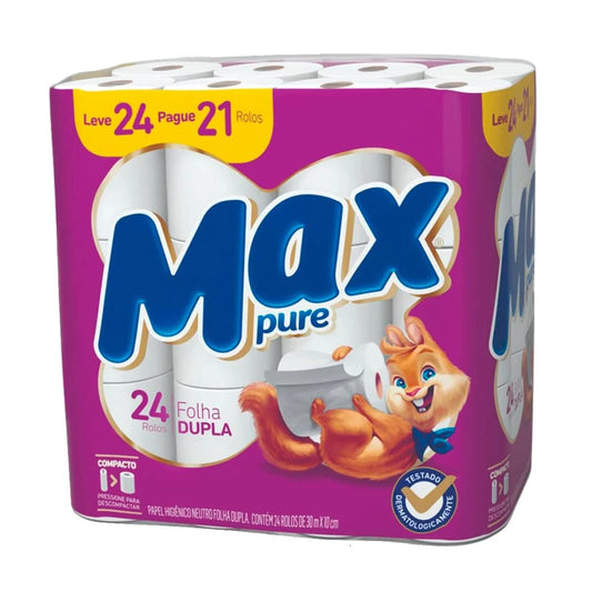 Papel Higiênico Max Folha Dupla Neutro 30m 24 Unidades
