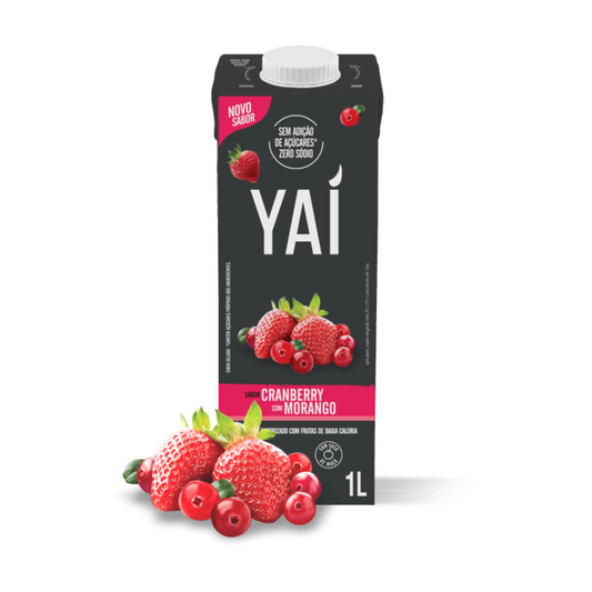 Chá Verde de Cranberry e Morango Yaí 1L