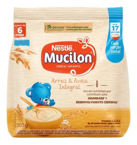 Cereal Infantil Mucilon De Arroz e Aveia Integral 360g