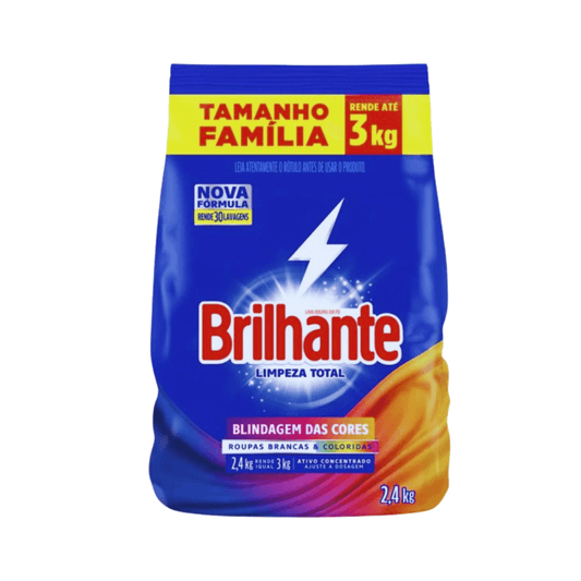Sabão Em Pó Brilhante Limpeza Total 2,4kg