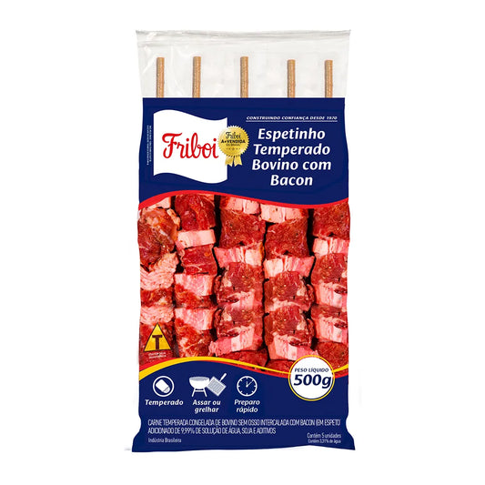 Espetinho Bovino com Bacon Temperado Friboi 500g