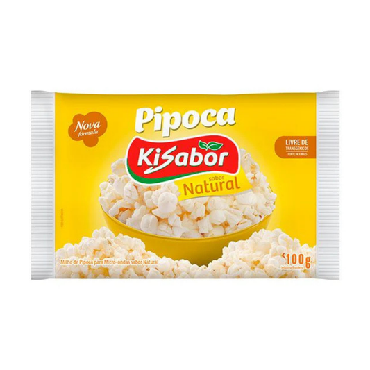 Pipoca para Micro-Ondas Natural Sem Sal Kisabor Pacote 100g