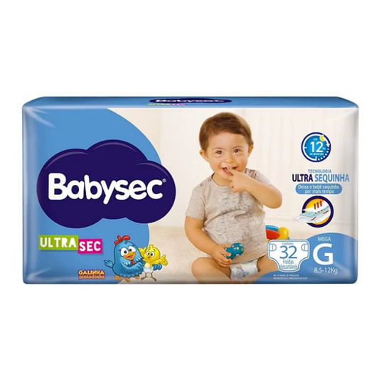 Fralda Infantil Babysec Ultrasec Mega tamanho G com 32 unidades