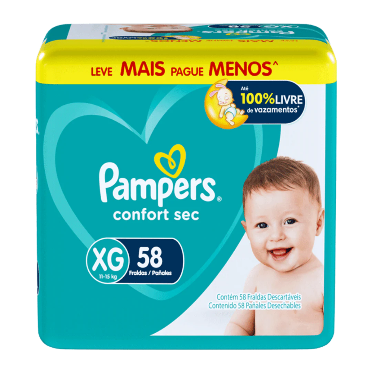 Fralda Pampers Confort Sec XG 58 Unidades