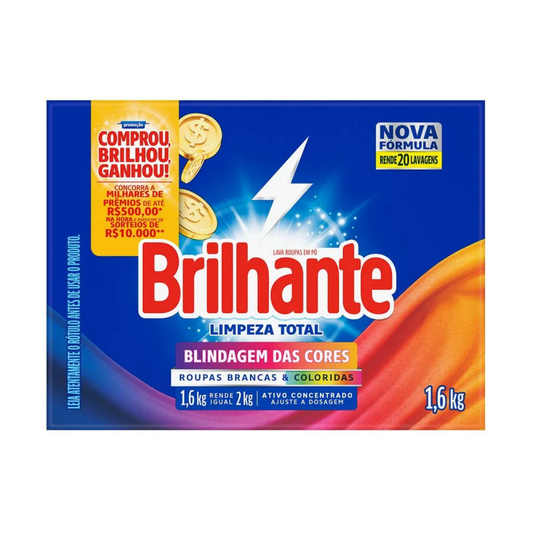 Lava-Roupas Em Pó Brilhante Limpeza Total 1,6kg