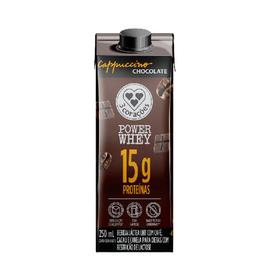 Cappuccino Pronto Chocolate Power Whey 3 Corações 250ml