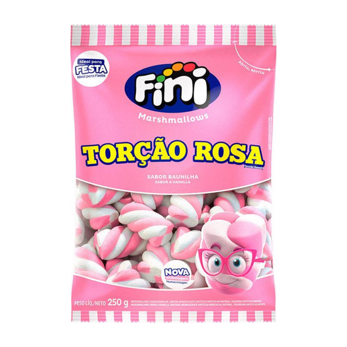 Marshmallow Recheadinho Torção Rosa Fini 250g