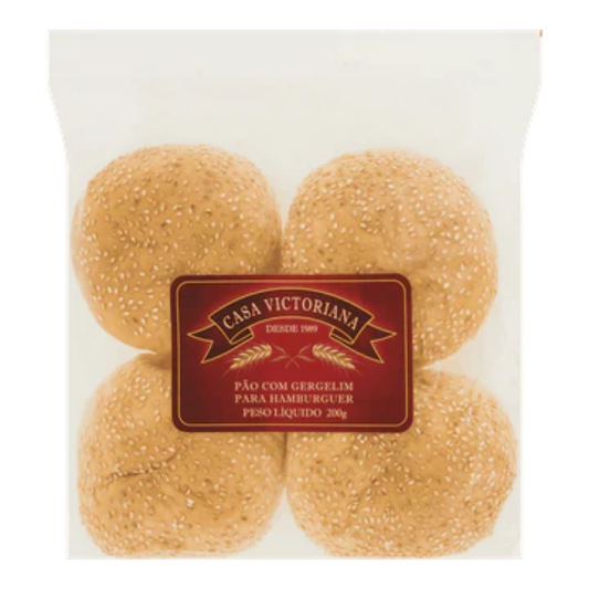 Pão de Hamburguer com Gergelim Casa Victoriana 4un 240g