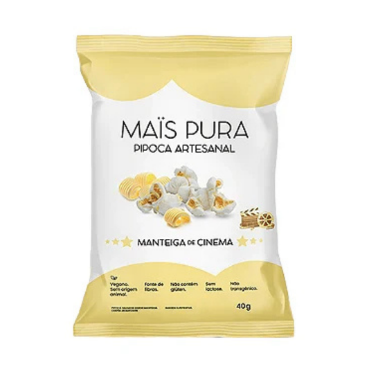 Pipoca Artesanal Sabor Manteiga Mais Pura 40g