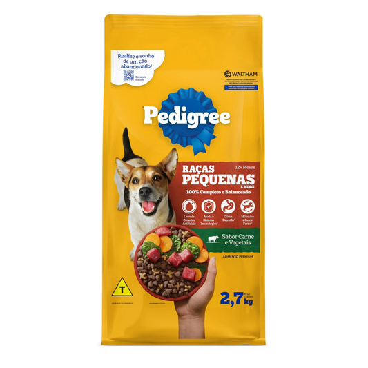 Ração Pedigree Carne e Vegetais Cães Adultos Raças Pequenas e Minis 2.7kg