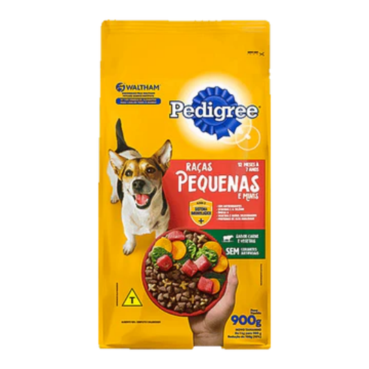 Ração Pedigree Carne e Vegetais Cães Adultos Raças Pequenas e Minis 900g