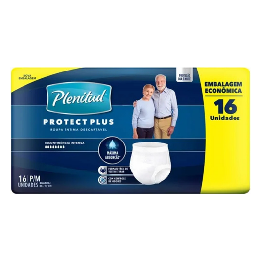 Roupa Íntima Plenitud Active Plus P/M Pacote 16 Unidades