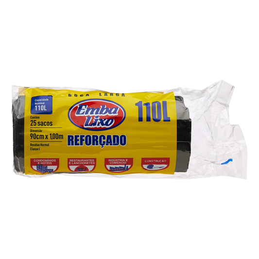 Saco de lixo Embalixo reforçado 110L 25un