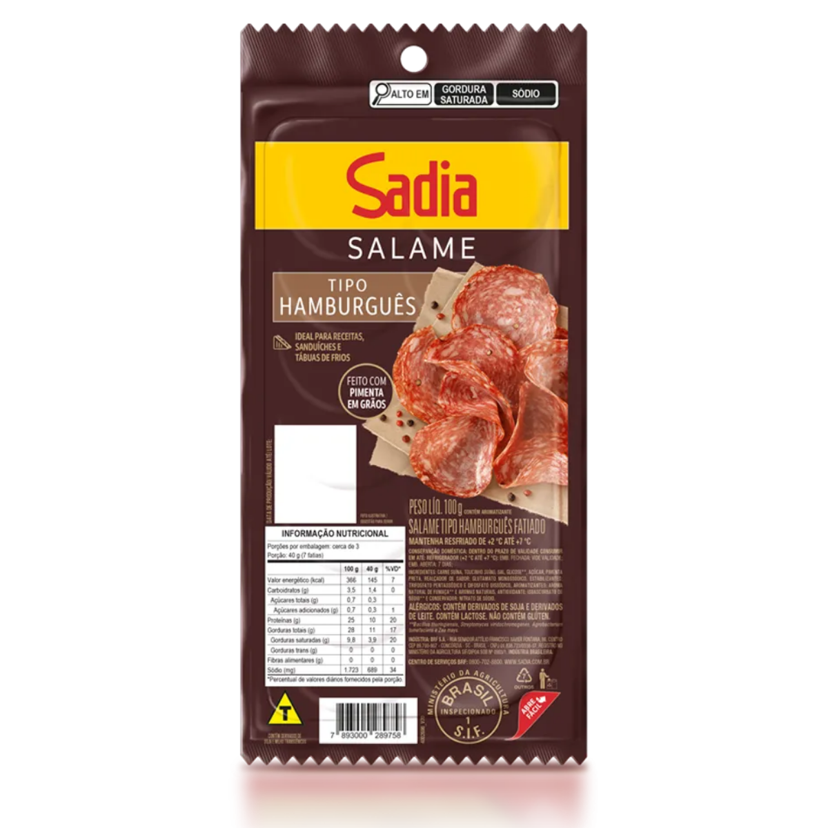 Salame hamburguês fatiado Sadia 100g