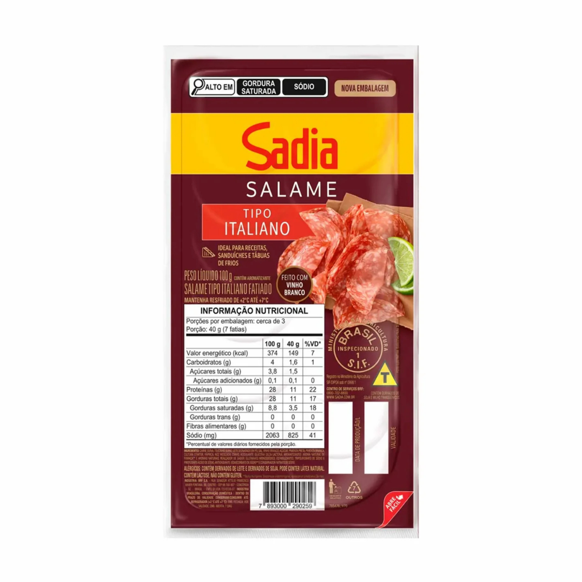 Salame Italiano Fatiado Sadia 100g
