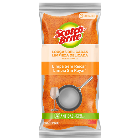 Scotch-Brite 3M Esponja para Louças Delicadas 3 Unidades