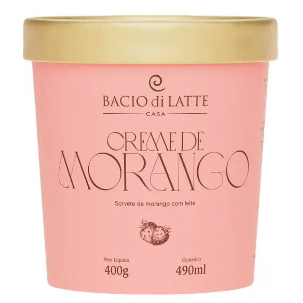 Sorvete Bacio di Latte Creme de Morango 490ml