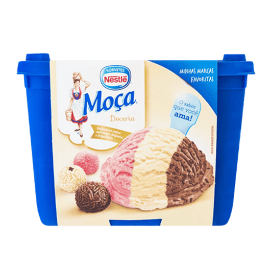 Sorvete Nestlé Moça Morango Beijinho e Brigadeiro 720g
