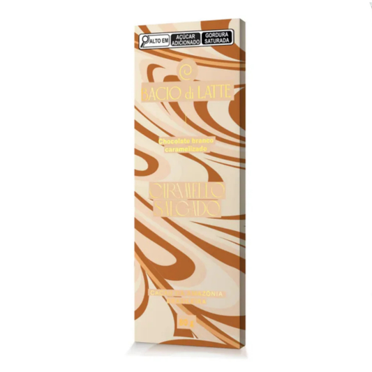 Barra Bacio di Latte Chocolate Branco Sabor Caramello Salgado 80g