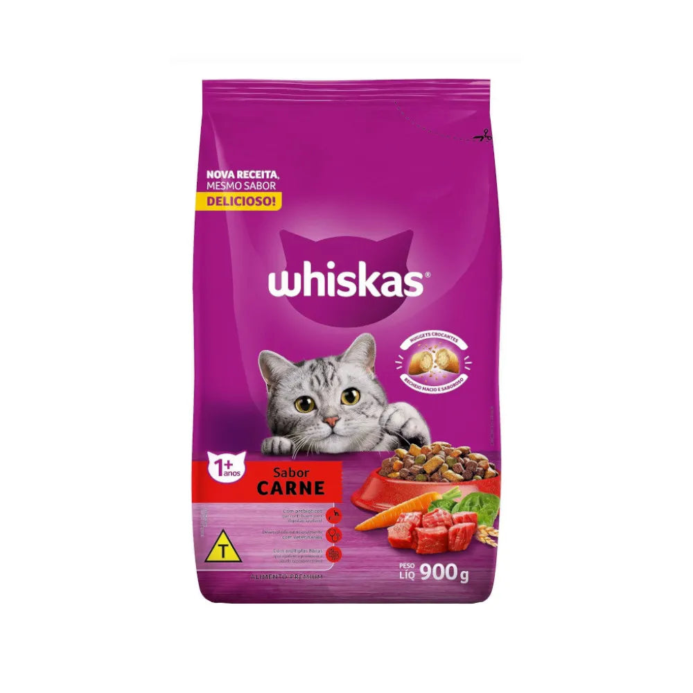 Ração Whiskas Carne Gatos Adultos 900g