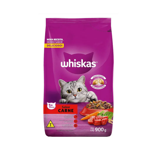 Ração Whiskas Carne Gatos Adultos 900g