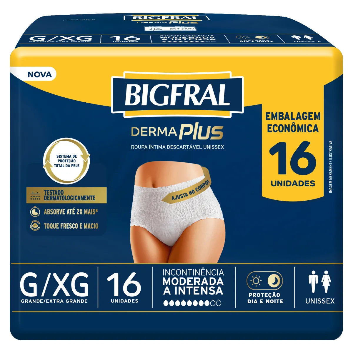 Roupa Íntima Derma Plus Bigfral G/XG com 16 unidades