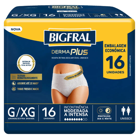 Roupa Íntima Derma Plus Bigfral G/XG com 16 unidades