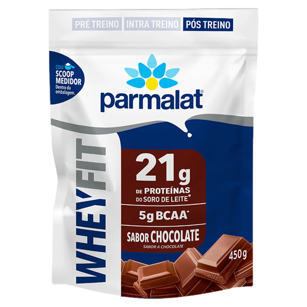 Suplemento Proteico Pó Chocolate Parmalat Whey Fit Pouch 450g