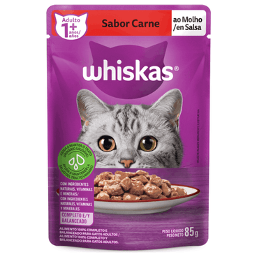 Ração Úmida Whiskas Sachê Carne ao Molho para Gatos Adultos 85g